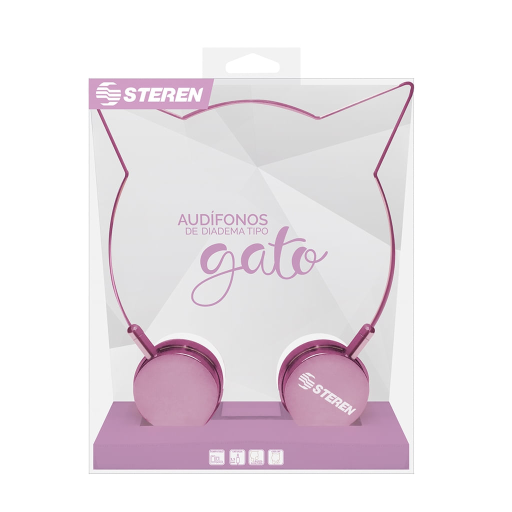 Audífono Tipo Diadema Con Forma De Orejas De Gato AUD-256 Rosa - 78051